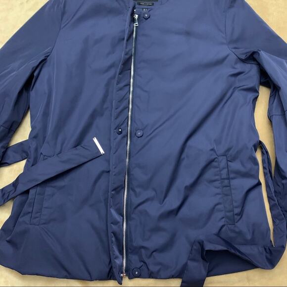 Massimo Dutti Jacket Size M Wide Sleeve Belted Navy - Picture 6 of 12